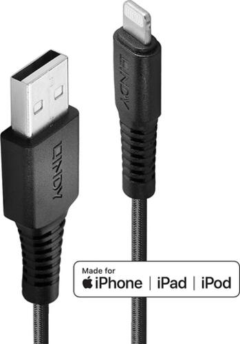 Lindy 3m robustes USB Typ A an Lightning Kabel schwarz