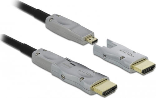 DeLOCK 85884 HDMI-Kabel 30 m HDMI Typ D (Mikrofon) Schwarz, Grau