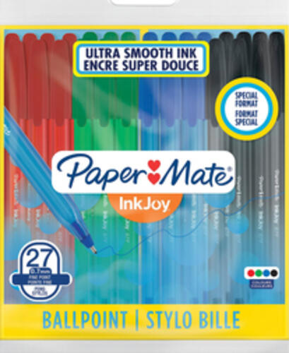 Papermate InkJoy 100ST Schwarz, Blau, Grün, Rot Stick-Kugelschreiber Medium 27 Stück(e)