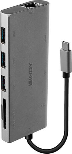 Lindy 43278 laptop-dockingstation & portreplikator USB 3.2 Gen 1 (3.1 Gen 1) Type-C Grau