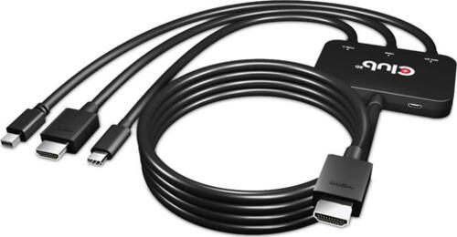 CLUB3D USB Type C + HDMI + MiniDisplayPort 1.2 to HDMI 4K60Hz HDR M/M Active Adapter 32AWG