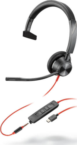 POLY Blackwire 3315 Kopfhörer Kabelgebunden Kopfband Büro/Callcenter USB Typ-C Schwarz, Rot