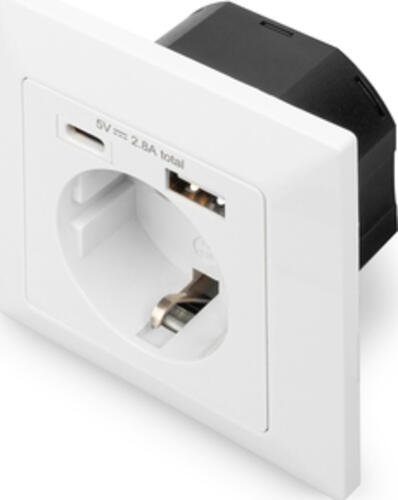 Digitus Sicherheits-Steckdose für Unterputzmontage mit 1 x USB Type-C, 1 x USB A