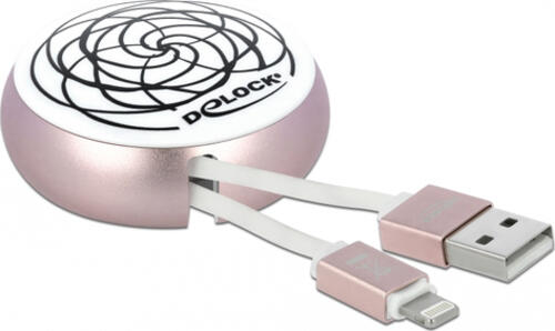 DeLOCK USB 2.0 Aufrollkabel Typ-A zu Lightning 8 Pin weiß / ros