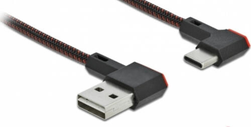DeLOCK EASY-USB 2.0 Kabel Typ-A Stecker zu USB Type-C Stecker gewinkelt links / rechts 2 m schwarz