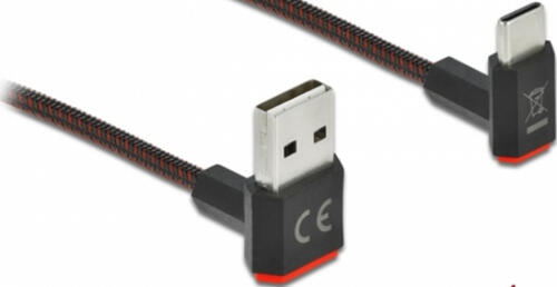 DeLOCK EASY-USB 2.0 Kabel Typ-A Stecker zu USB Type-C Stecker gewinkelt oben / unten 1 m schwarz