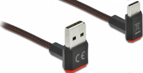 DeLOCK EASY-USB 2.0 Kabel Typ-A Stecker zu USB Type-C Stecker gewinkelt oben / unten 2 m schwarz