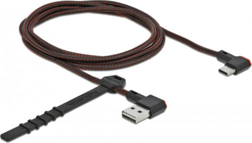 DeLOCK EASY-USB 2.0 Kabel Typ-A Stecker zu USB Type-C Stecker gewinkelt links / rechts 1,5 m schwarz