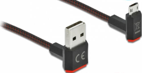 DeLOCK EASY-USB 2.0 Kabel Typ-A Stecker zu EASY-USB Typ Micro-B Stecker gewinkelt oben / unten 0,5 m schwarz