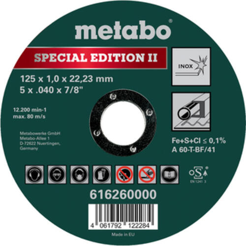 Metabo Special Edition II 125x 1,0x22,23 mm Inox
