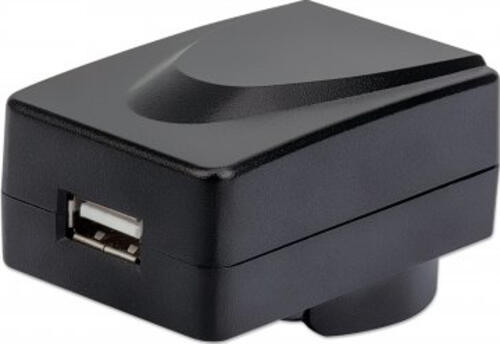 Manhattan USB-Ladegerät und Reiseadapter, Geeignet für Europa, UK, USA und Australien, ein USB-A-Ladeport lädt mit bis zu 1 A, schwarz