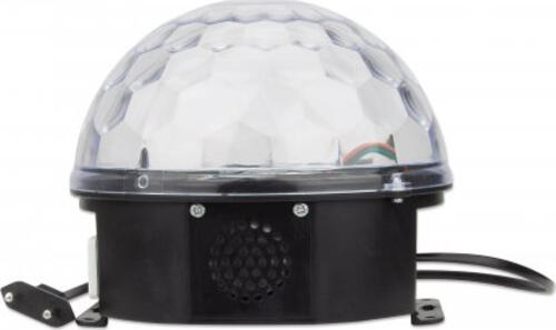 Manhattan Sound Science Bluetooth-Lautsprecher mit Discokugel, Kabellose Musikwiedergabe mit Bluetooth 5.0, LEDs mit farbigen Lichteffekten, USB-A-Port, Wand- und Deckenmontage, Fernbedienung