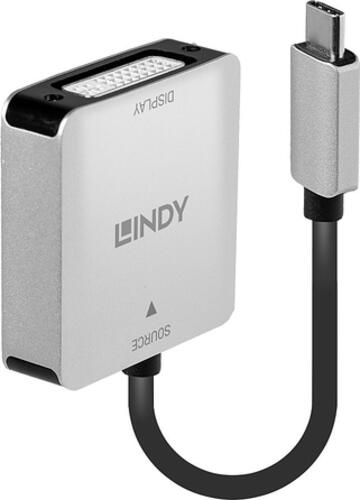 Lindy 43296 Videokabel-Adapter 0,12 m USB Typ-C DVI-D Grau