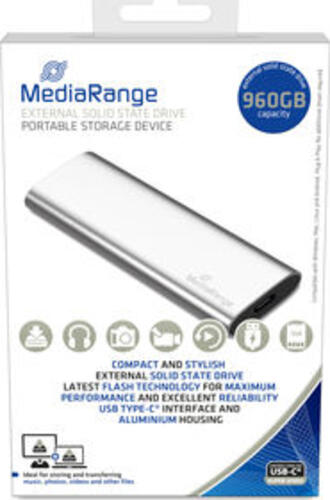 MediaRange MR1103 Externes Solid State Drive 900 GB Silber