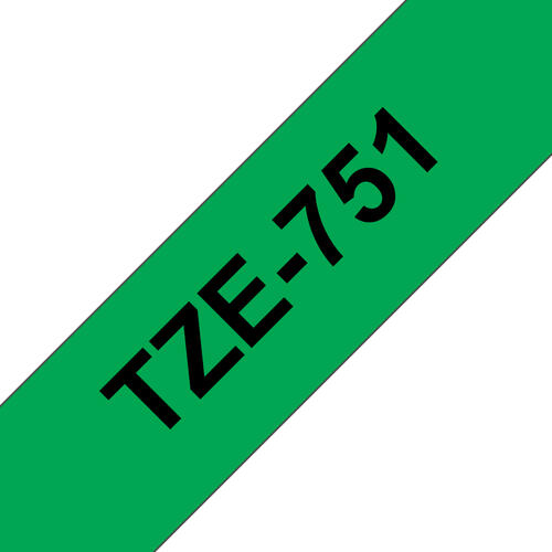 Brother TZE-751 Etiketten erstellendes Band Schwarz auf grün