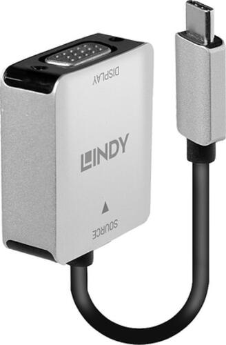 Lindy 43295 Videokabel-Adapter 0,12 m USB Typ-C VGA (D-Sub) Grau
