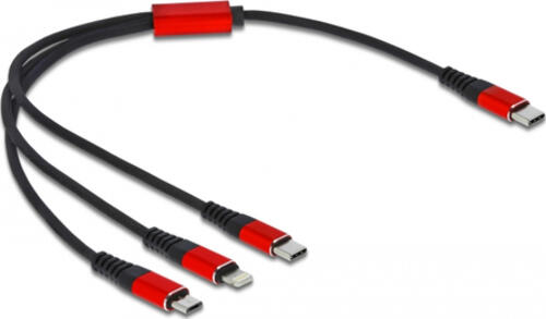 DeLOCK 86710 USB Kabel 0,3 m USB 2.0 USB C USB C/Micro-USB B/Lightning Schwarz, Rot