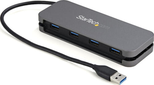 StarTech.com 4 Port USB 3.0 Hub - USB-A auf 4x USB-A - SuperSpeed USB 3.2 Gen 1 (5 Gbit/s) Type-A Verteiler - USB Bus Powered - Laptop/Desktop USB Hub mit langem 28cm Kabel & Kabelmanagement