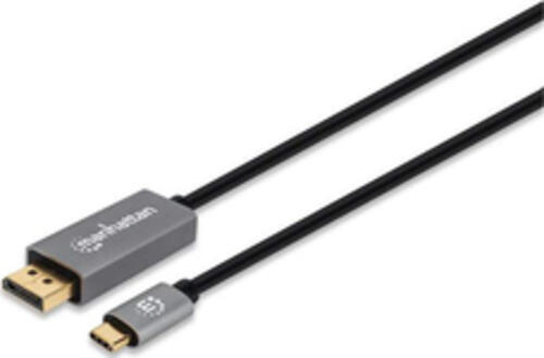Manhattan 354851 Videokabel-Adapter 3 m USB Typ-C DisplayPort Schwarz, Silber