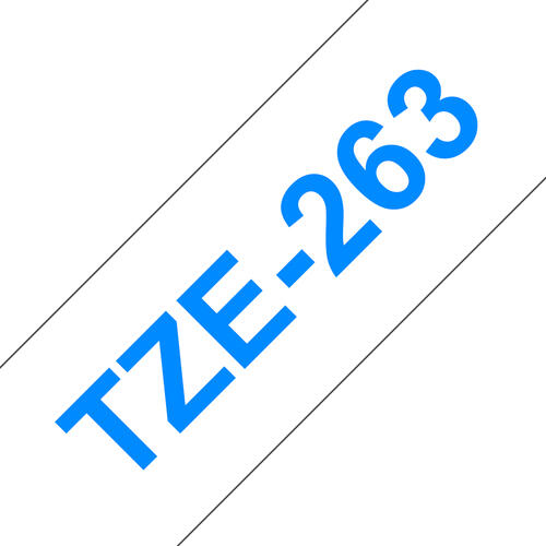 Brother TZE-263 Etiketten erstellendes Band Blau auf weiss