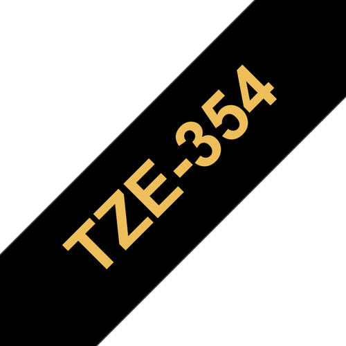 Brother TZE-354 Etiketten erstellendes Band Gold auf Schwarz