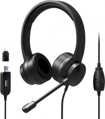 Port Designs 901605 Kopfhörer & Headset Kabelgebunden Kopfband USB Typ-A Schwarz