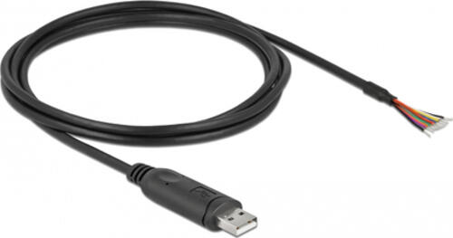 DeLOCK Adapterkabel USB 2.0 Typ-A zu seriell RS-232 mit 9 offenen Kabelenden + Schirmung 2 m