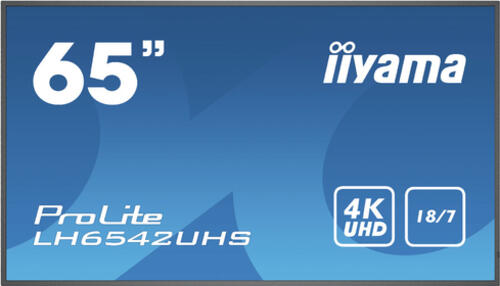 iiyama LH6542UHS-B3 Signage-Display Digital Signage Flachbildschirm 163,8 cm (64.5) IPS 500 cd/m 4K Ultra HD Schwarz Eingebauter Prozessor Android 8.0 18/7