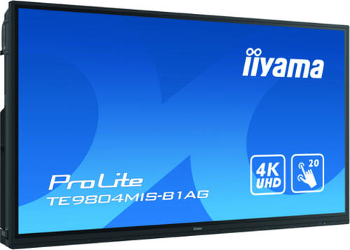iiyama TE9804MIS-B1AG Signage-Display Interaktiver Flachbildschirm 2,49 m (98) IPS 350 cd/m 4K Ultra HD Schwarz Touchscreen Eingebauter Prozessor Android 24/7