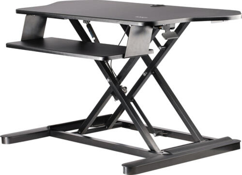 StarTech.com Eck-Sitz-Steh-Schreibtischaufsatz mit Tastaturablage - große Arbeitsfläche (89 x 53cm) - höhenverstellbarer, ergonomischer Schreibtisch/Tisch-Steharbeitsplatz - unterstützt zwei Monitore