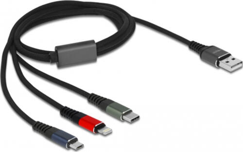 DeLOCK 87277 USB Kabel 1 m USB 2.0 USB A Micro-USB B/Lightning/Apple 30-pin Grün, Schwarz, Rot, Blau