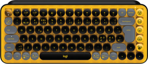 Logitech POP Keys Wireless Mechanical Keyboard With Emoji Keys Tastatur RF Wireless + Bluetooth QWERTY Nordisch Schwarz, Grau, Gelb