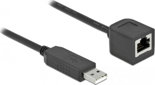 DeLOCK Serielles Anschlusskabel mit FTDI Chipsatz, USB 2.0 Typ-A Stecker zu RS-232 RJ45 Stecker 50 cm schwarz