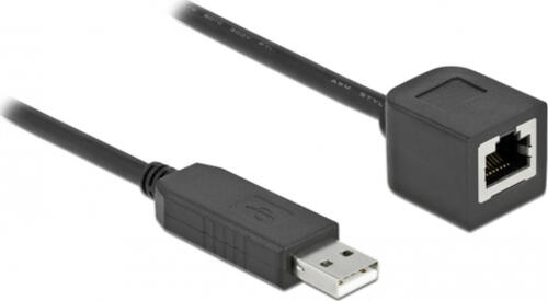 DeLOCK Serielles Anschlusskabel mit FTDI Chipsatz, USB 2.0 Typ-A Stecker zu RS-232 RJ45 Buchse 1 m schwarz