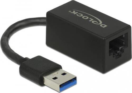DeLOCK Adapter SuperSpeed USB (USB 3.2 Gen 1) mit USB Typ-A Stecker > Gigabit LAN 10/100/1000 Mbps kompakt schwarz