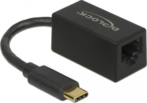 DeLOCK Adapter SuperSpeed USB (USB 3.2 Gen 1) mit USB Type-C Stecker > Gigabit LAN 10/100/1000 Mbps kompakt schwarz