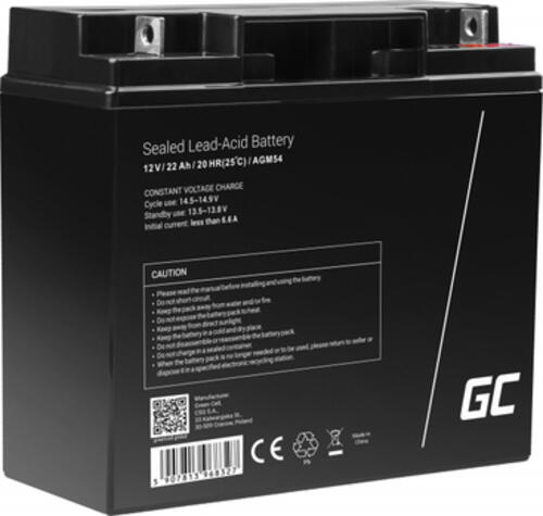 Green Cell AGM54 Fahrzeugbatterie AGM (Absorbierende Glasmatte) 22 Ah 12 V