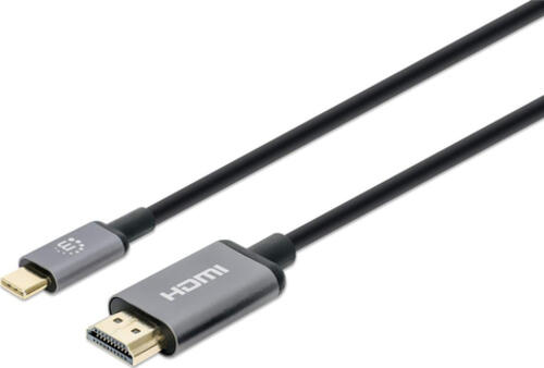 Manhattan 153591 Videokabel-Adapter 1 m HDMI Typ A (Standard) USB Typ-C Schwarz, Grau