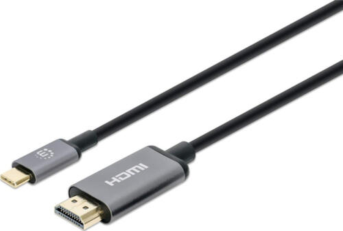 Manhattan 153607 Videokabel-Adapter 2 m HDMI Typ A (Standard) USB Typ-C Schwarz, Silber