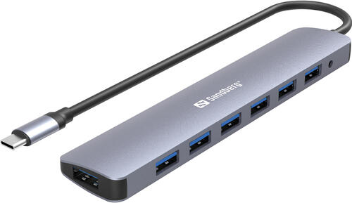 Sandberg 136-40 Schnittstellen-Hub USB 3.2 Gen 1 (3.1 Gen 1) Type-C 5000 Mbit/s Grau