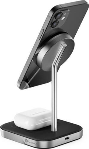 ALOGIC MSP21CS15W Ladegerät für Mobilgeräte Kopfhörer, Smartphone Schwarz, Silber Kabelloses Aufladen Schnellladung Drinnen