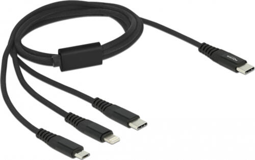 DeLOCK 87149 USB Kabel 1 m USB 2.0 USB C USB C/micro-USB B/Lightning Schwarz
