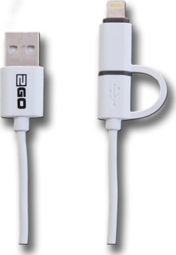 2GO 795637 USB Kabel 1 m USB A Micro-USB B/Lightning Weiß