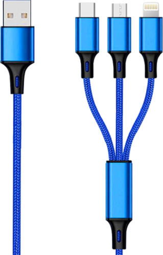 2GO 797151 USB Kabel 1,5 m USB B USB C/Micro-USB B/Lightning Schwarz, Blau