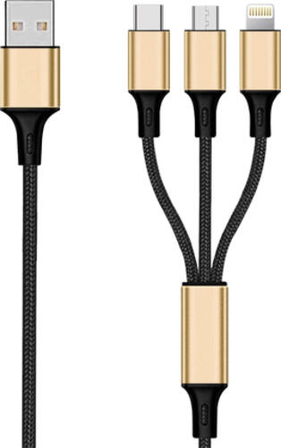 2GO 797152 USB Kabel 3 m USB B USB C/Micro-USB B/Lightning Schwarz, Gold