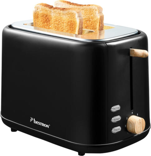 Bestron ATO850BW Toaster 7 2 Scheibe(n) 800 W Schwarz, Holz