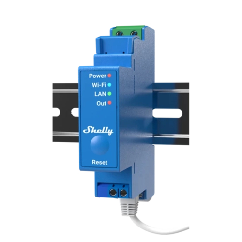 Shelly · Hutschiene · "Pro 1" · Relais · max. 16A · 1 Phase · 1 Kanal · WLAN · LAN · BT Shelly · Hutschiene · "Pro 1" · Relais · max. 16A · 1 Phase · 1 Kanal · WLAN · LAN · BT