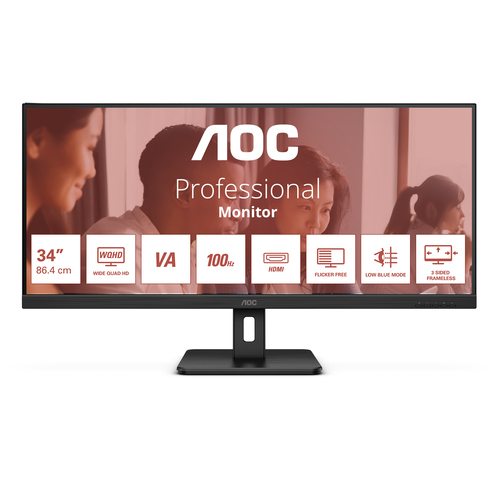 AOC U34E2M Computerbildschirm 86&comma;4 cm &lpar;34&rpar; 3440 x 1440 Pixel Wide Quad HD Schwarz