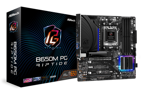 Asrock B650M PG Riptide, micro ATX AM5 Mainboard, 4x DDR5, max. 128 GB, 1x HDMI, 1x DisplayPort 1.4, 1x USB-C Asrock B650M PG Riptide, micro ATX AM5 Mainboard, 4x DDR5, max. 128 GB, 1x HDMI, 1x DisplayPort 1.4, 1x USB-C