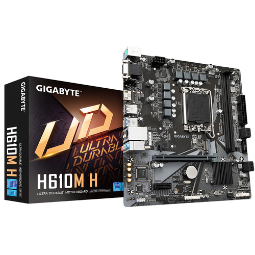 GIGABYTE H610M H&comma; micro ATX LGA 1700 Mainboard&comma; 2x DDR5&comma; max&period; 64 GB&comma; 1x HDMI